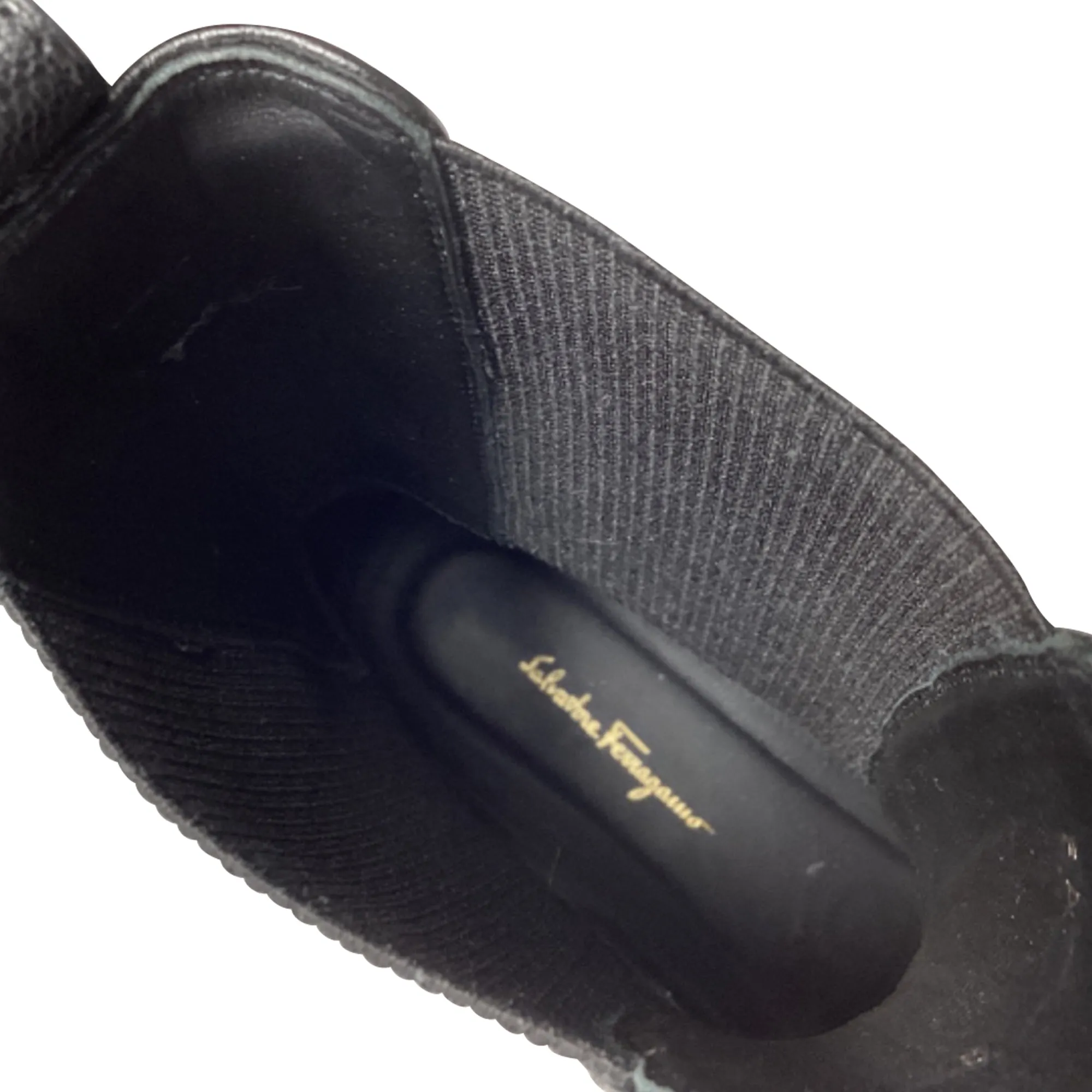 Salvatore Ferragamo Double Gancini Chelsea Boots in Black Leather