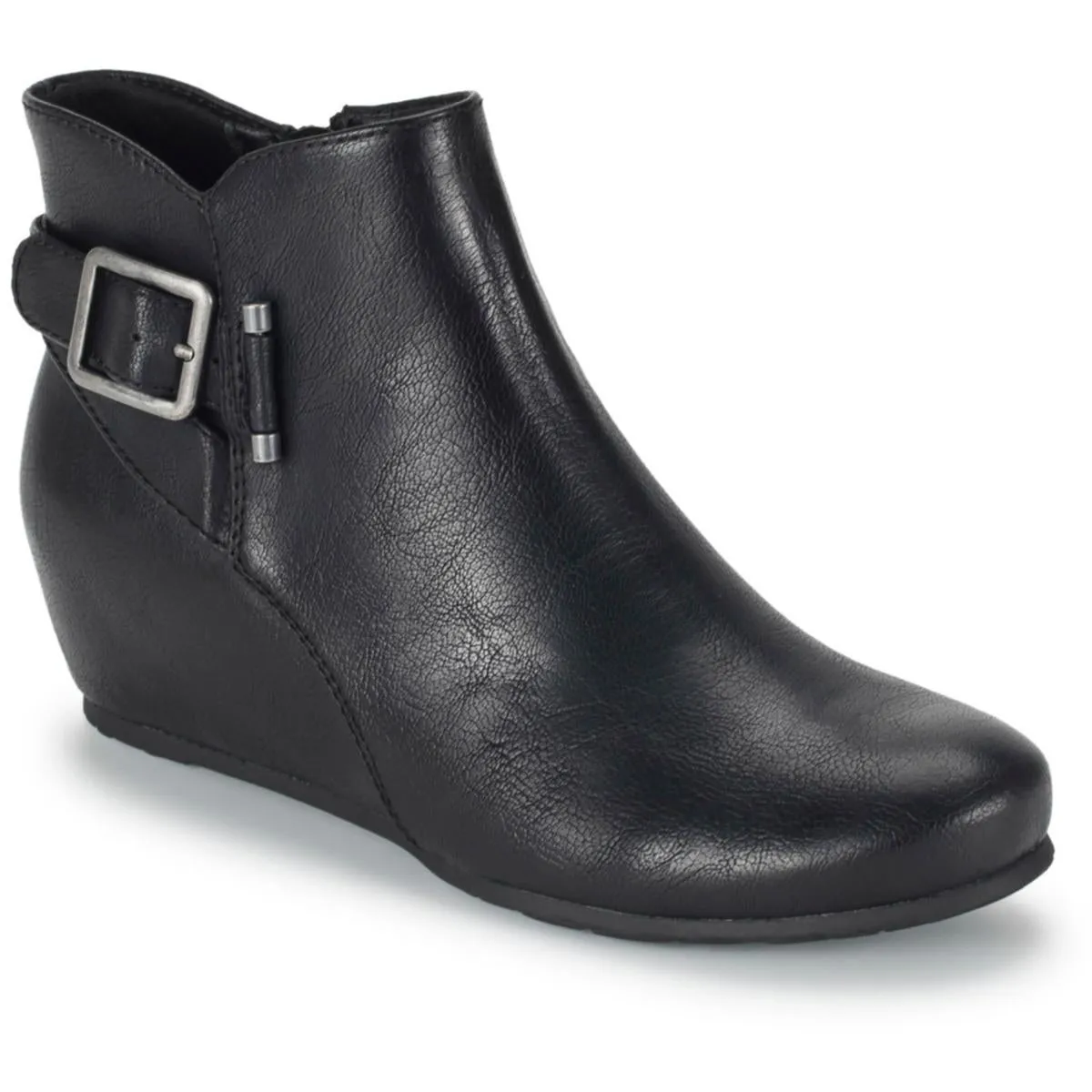 Serena Womens Faux Leather Ankle Wedge Boots