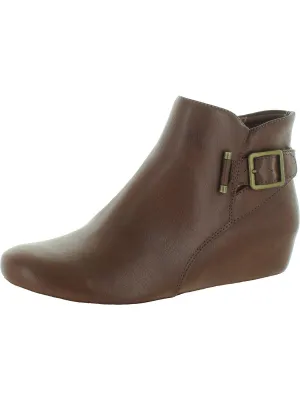 Serena Womens Faux Leather Ankle Wedge Boots