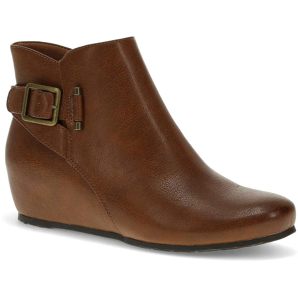 Serena Womens Faux Leather Ankle Wedge Boots