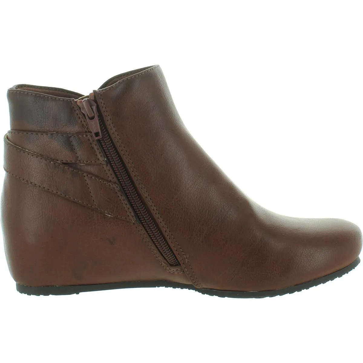 Serena Womens Faux Leather Ankle Wedge Boots