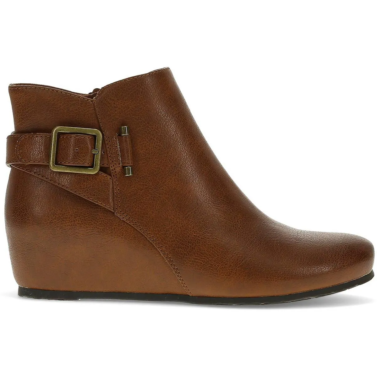 Serena Womens Faux Leather Ankle Wedge Boots