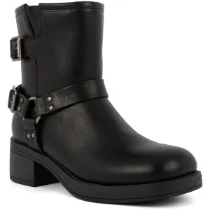 SGRHARVEST Womens Buckle Manmade Motorcycle Boots
