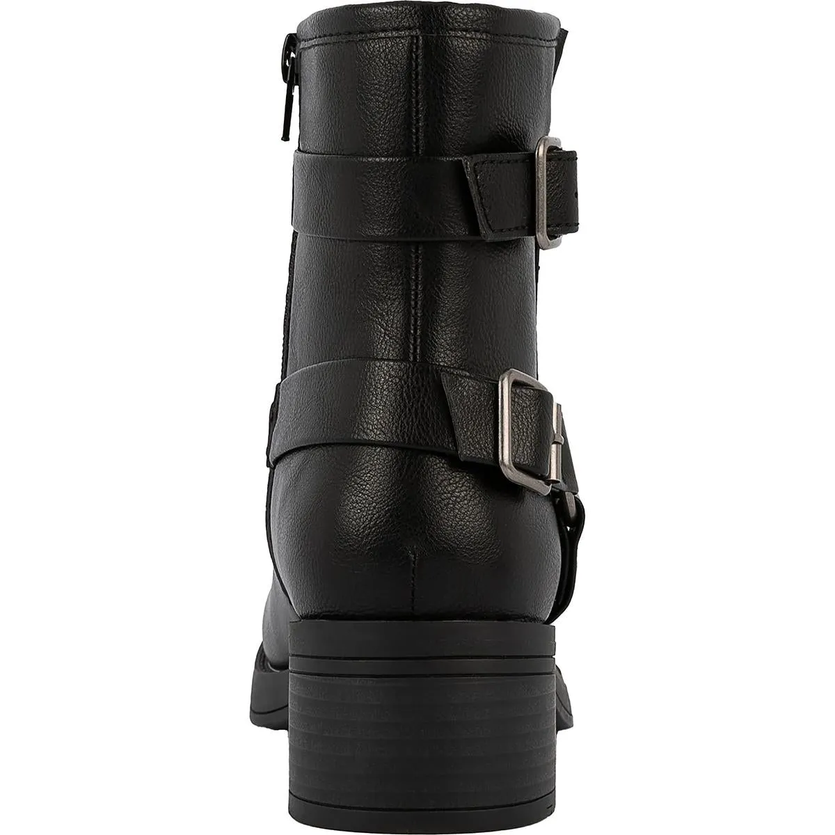 SGRHARVEST Womens Buckle Manmade Motorcycle Boots