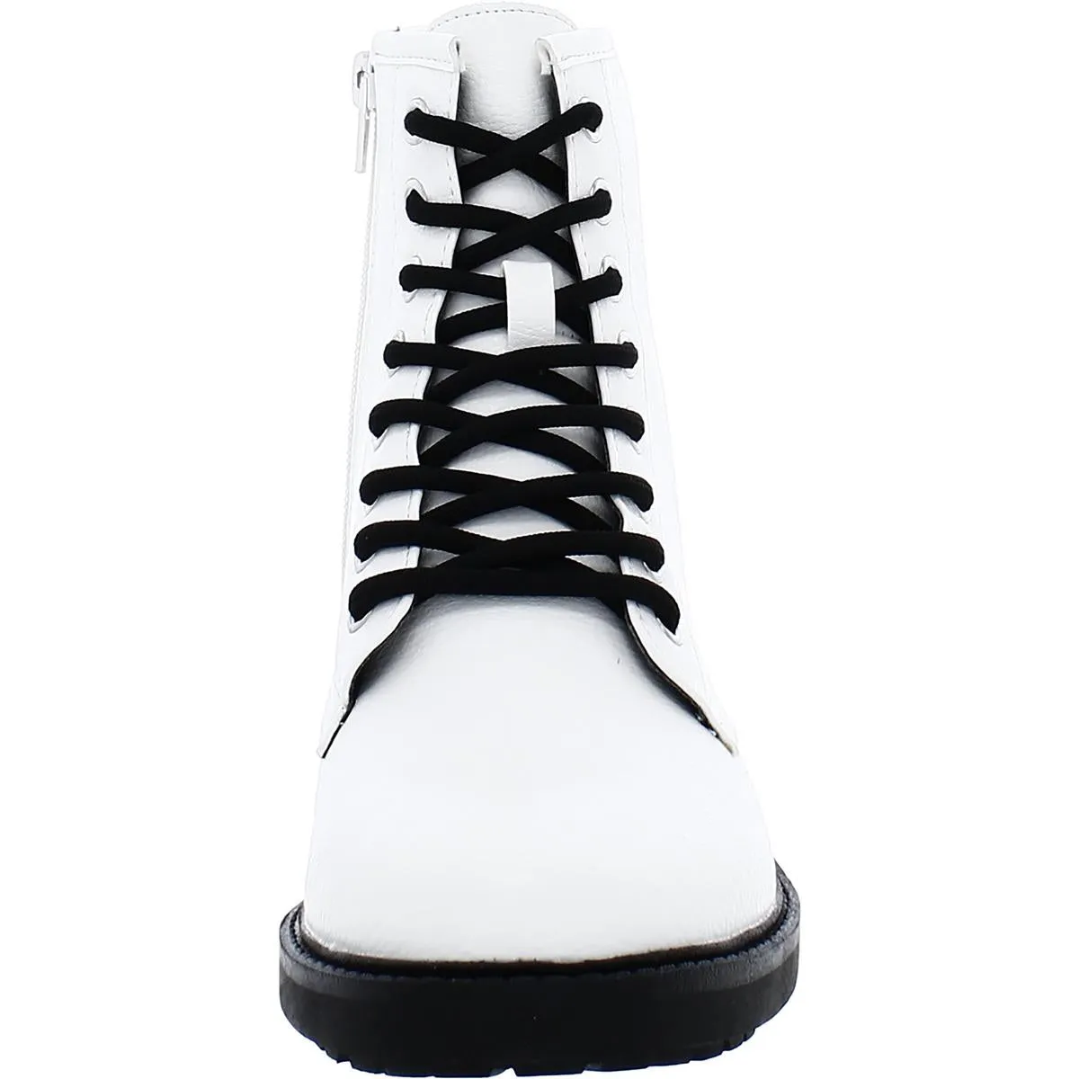 Shelby Womens Faux Leather Pull On Combat & Lace-up Boots