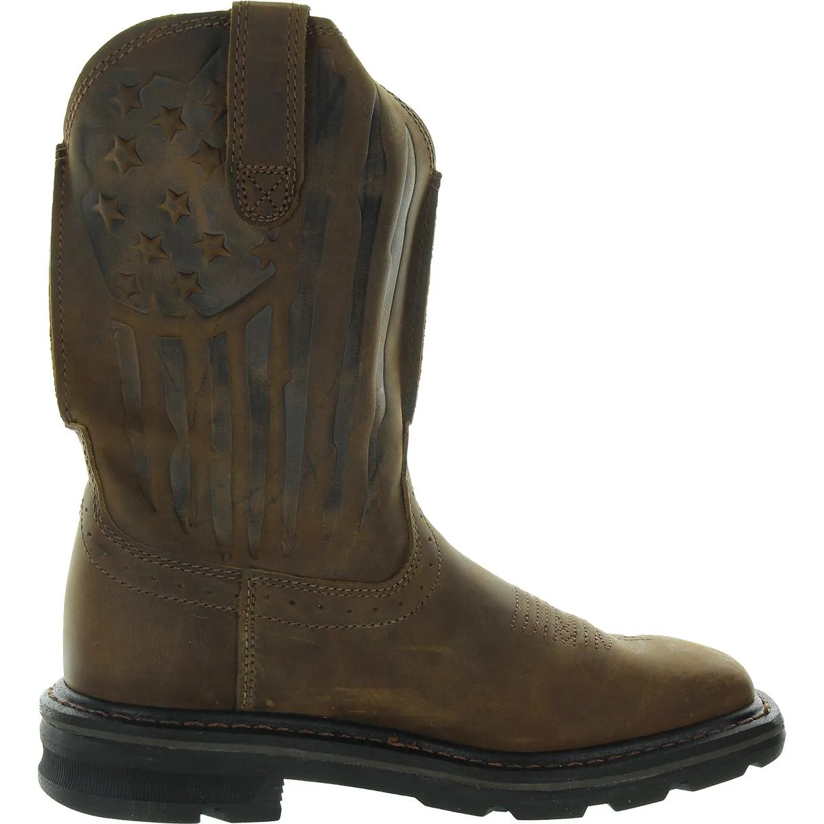 Sierra Mens Leather Pull On Cowboy, Western Boots