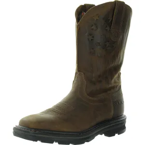 Sierra Mens Leather Pull On Cowboy, Western Boots