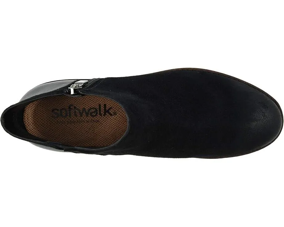 SoftWalk Wesley Boot Men's US 7.5 Black Leather Side Zipper Ankle Booties FZP226 (Black,7.5)