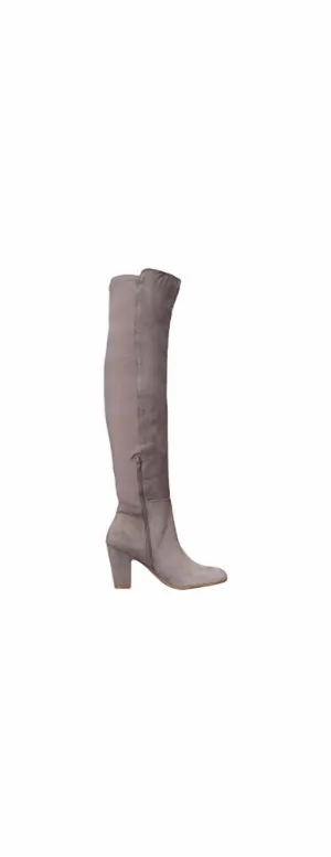 Stacked Heeled Boots In Grey