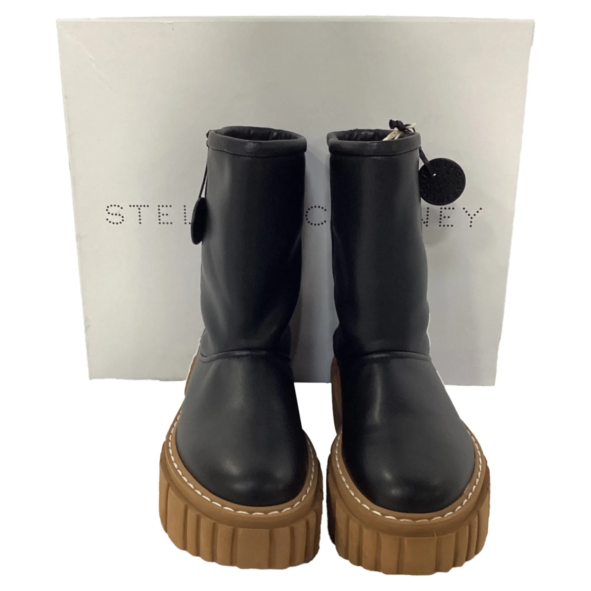 Stella McCartney Emilie Teddy Platform Boots In Black Leather