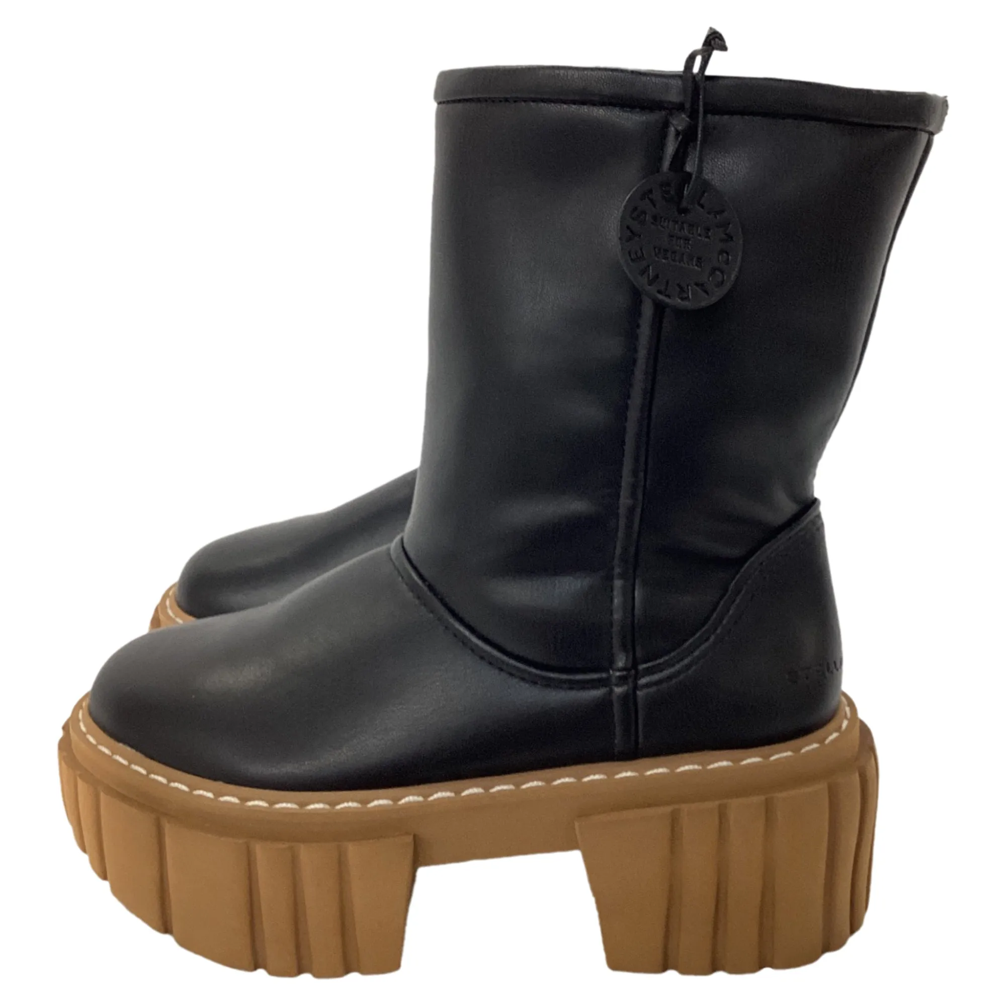 Stella McCartney Emilie Teddy Platform Boots In Black Leather