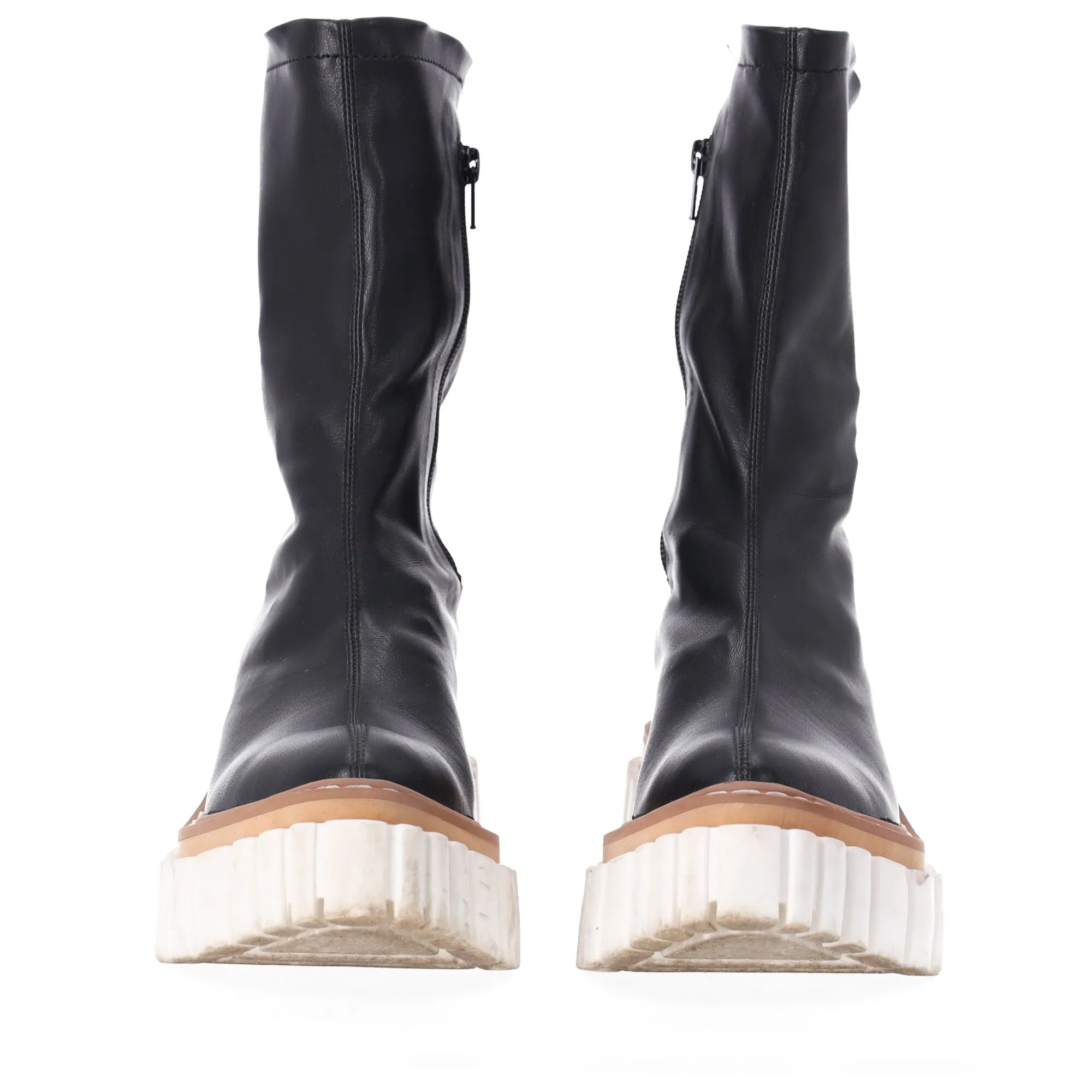 Stella Mccartney Zipped Chunky Sock Boots in Black Leather