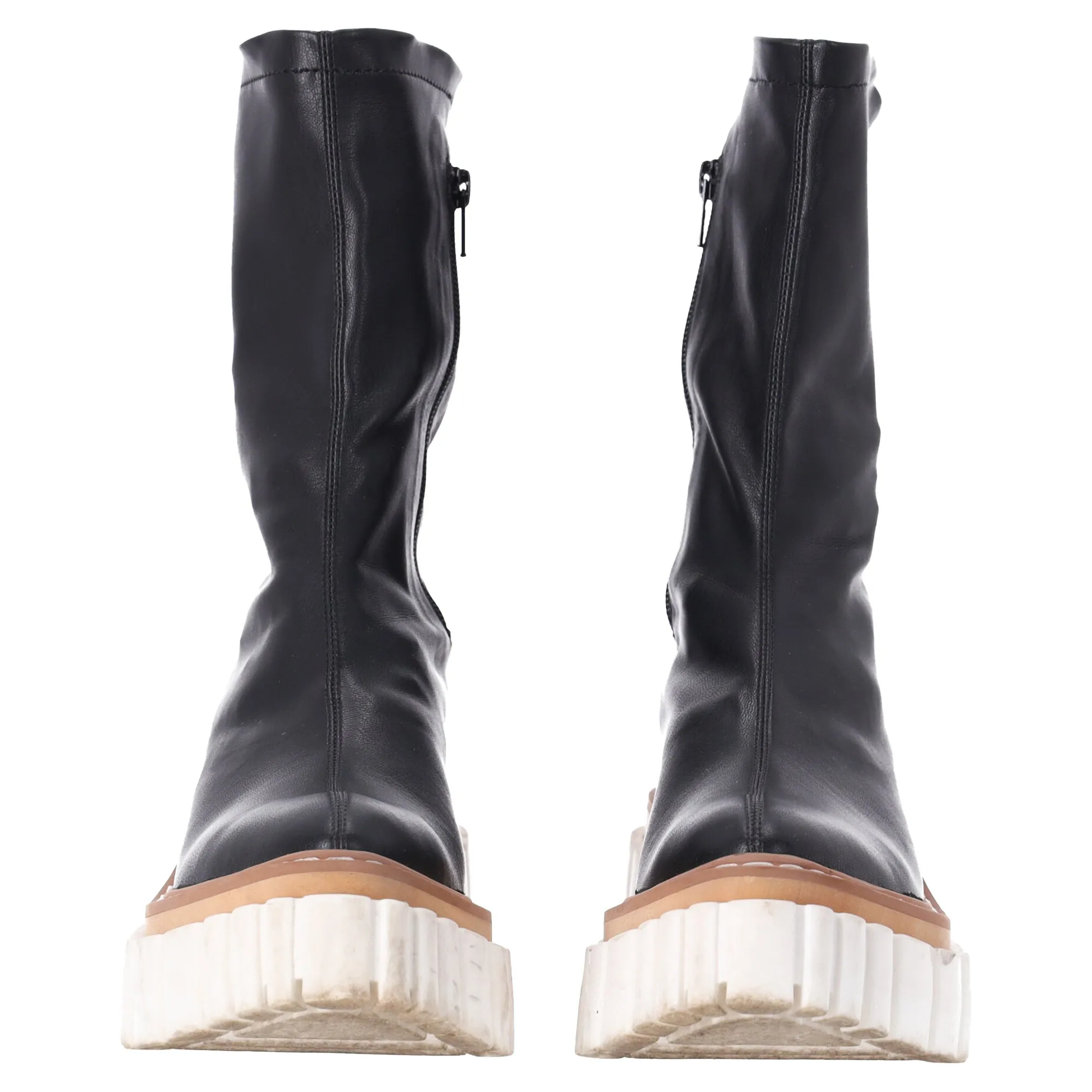 Stella Mccartney Zipped Chunky Sock Boots in Black Leather