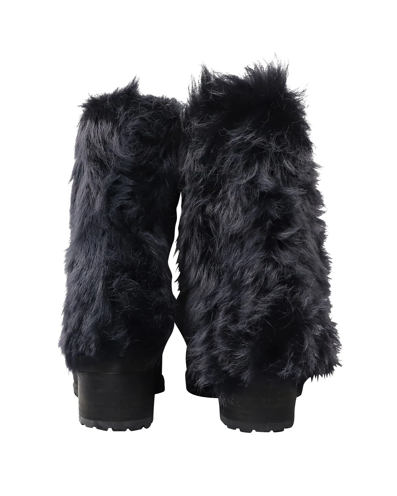 Stuart Weitzman 'Blizzard' Fur Mid-High Boots in Black Suede