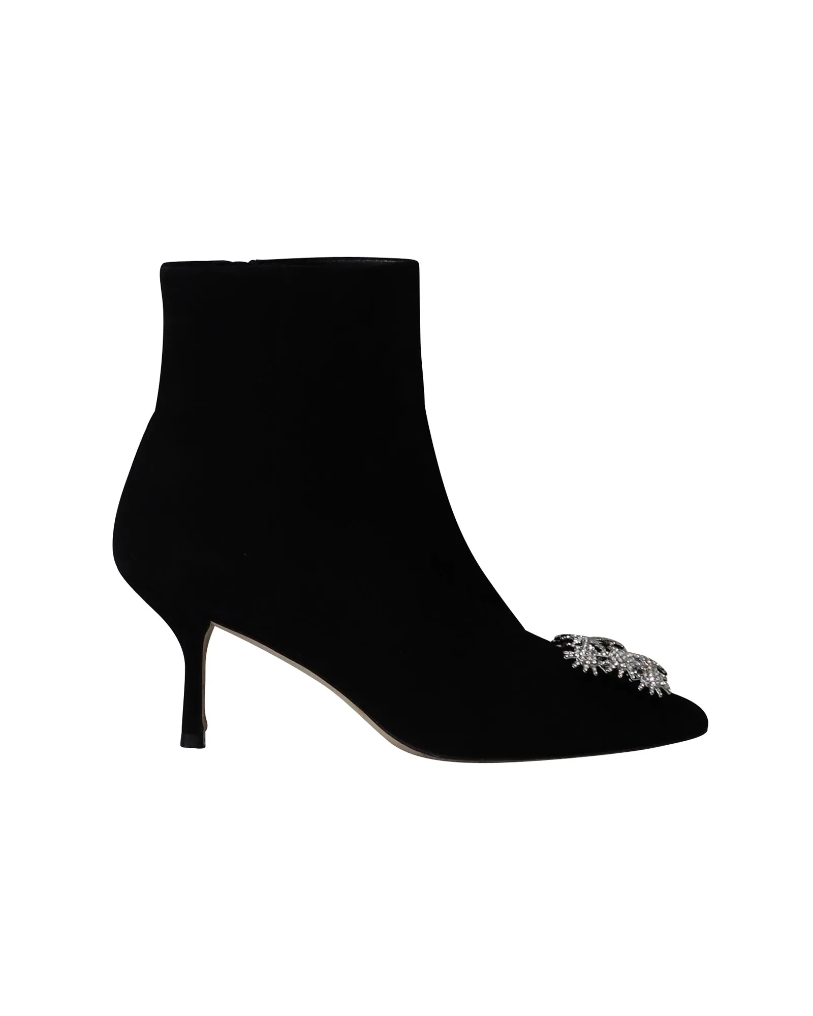 Stuart Weitzman Crystal Buckle Kera Ankle Boots in Black Suede