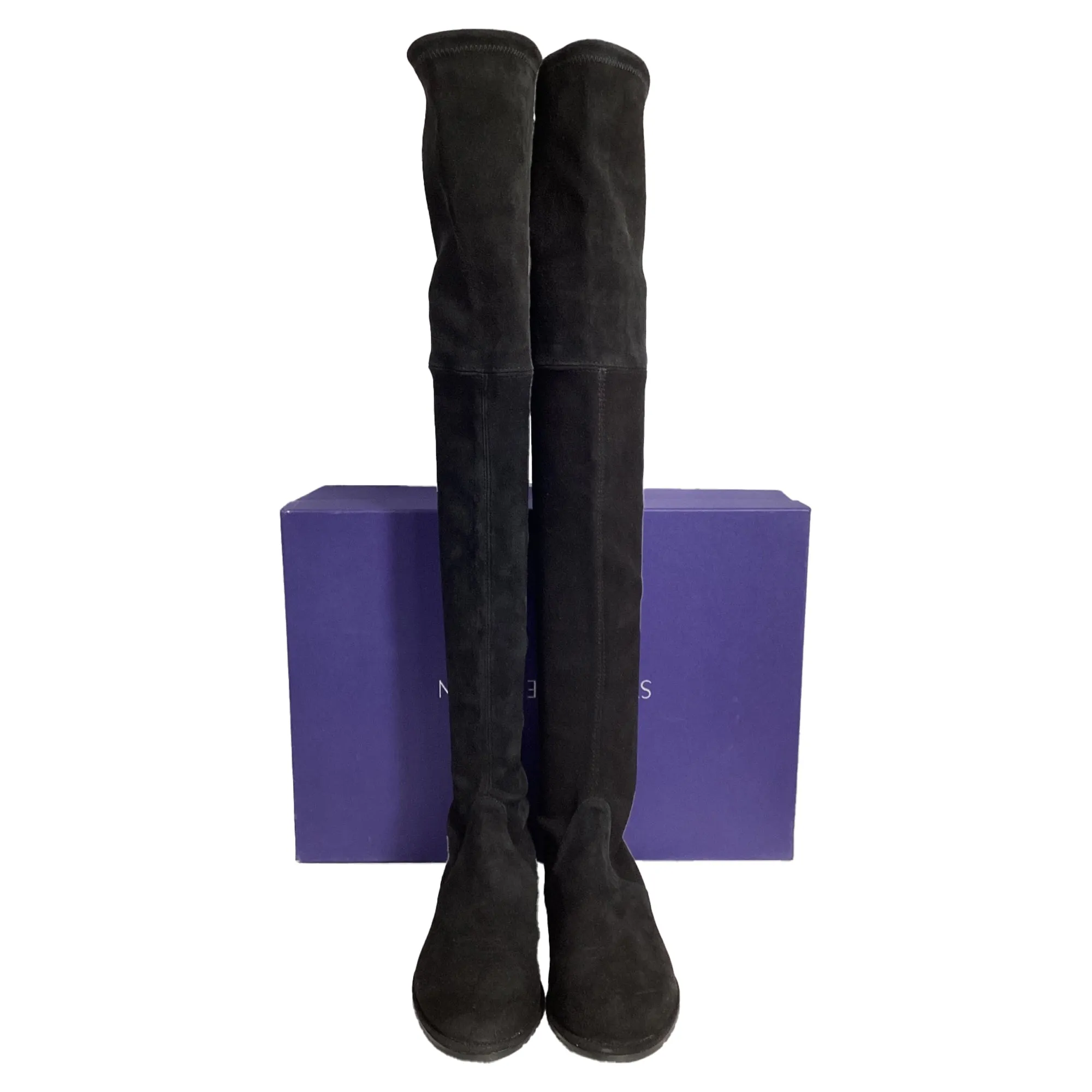 Stuart Weitzman Lowland Over-The-Knee Boots in Black Suede