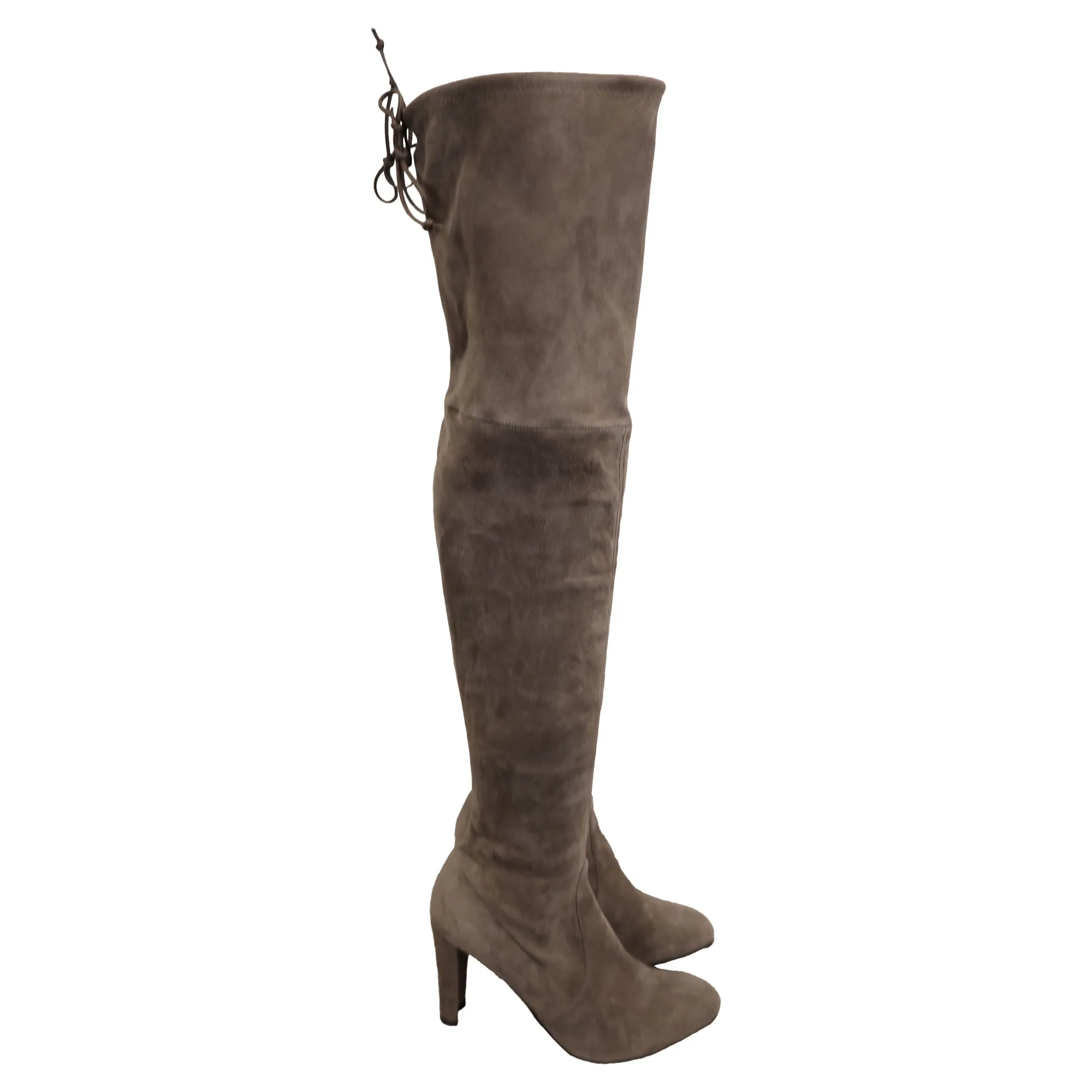 Stuart Weitzman Stretch Over the Knee Boots in Grey Suede