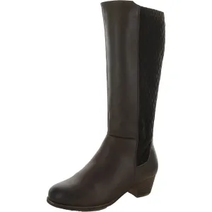 Talise Womens Leather Block Heel Knee-High Boots