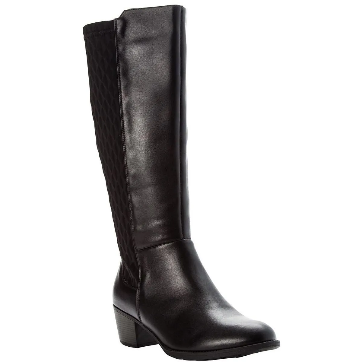 Talise Womens Leather Block Heel Knee-High Boots