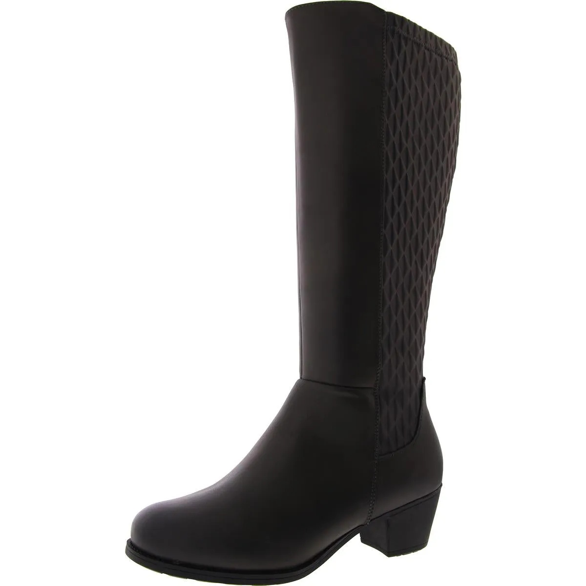 Talise Womens Leather Block Heel Knee-High Boots