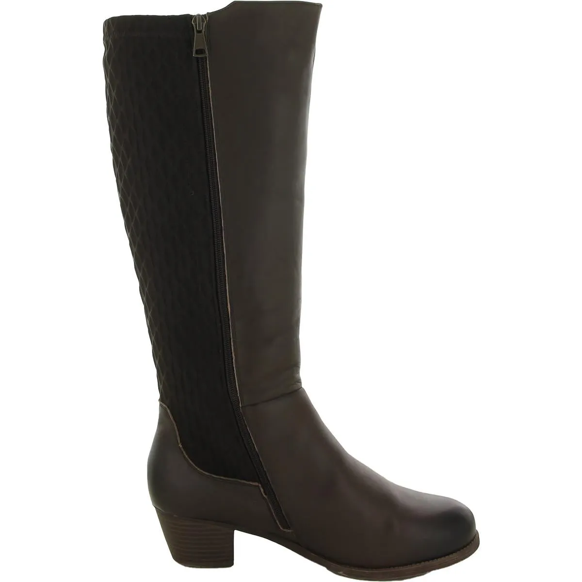 Talise Womens Leather Block Heel Knee-High Boots