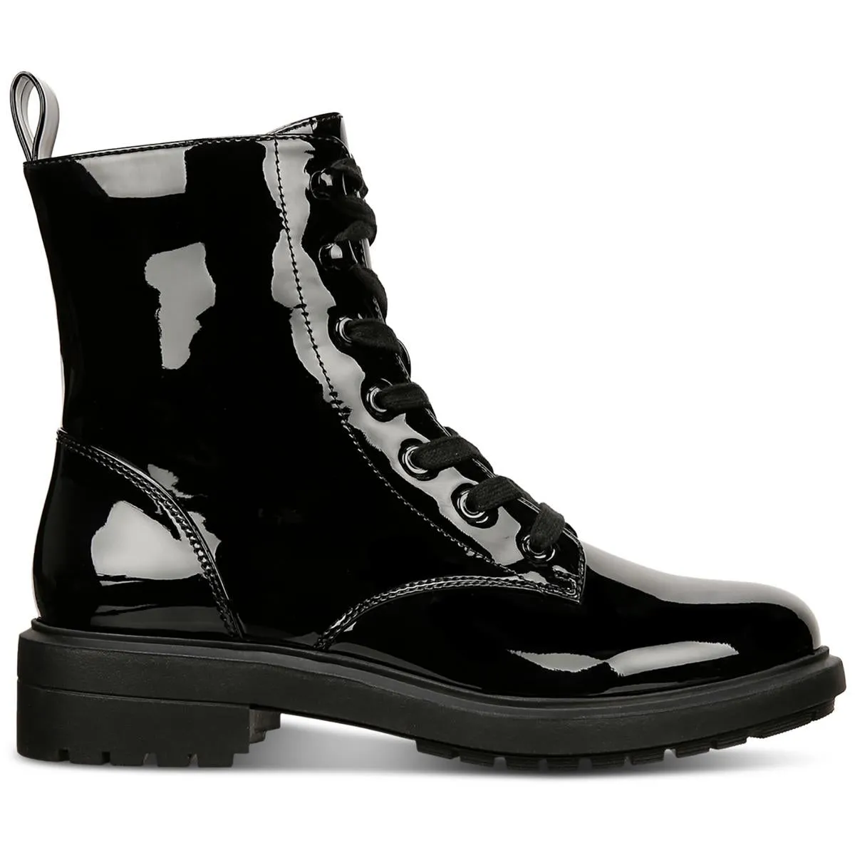 Terissa Womens Patent Combat & Lace-Up Boots