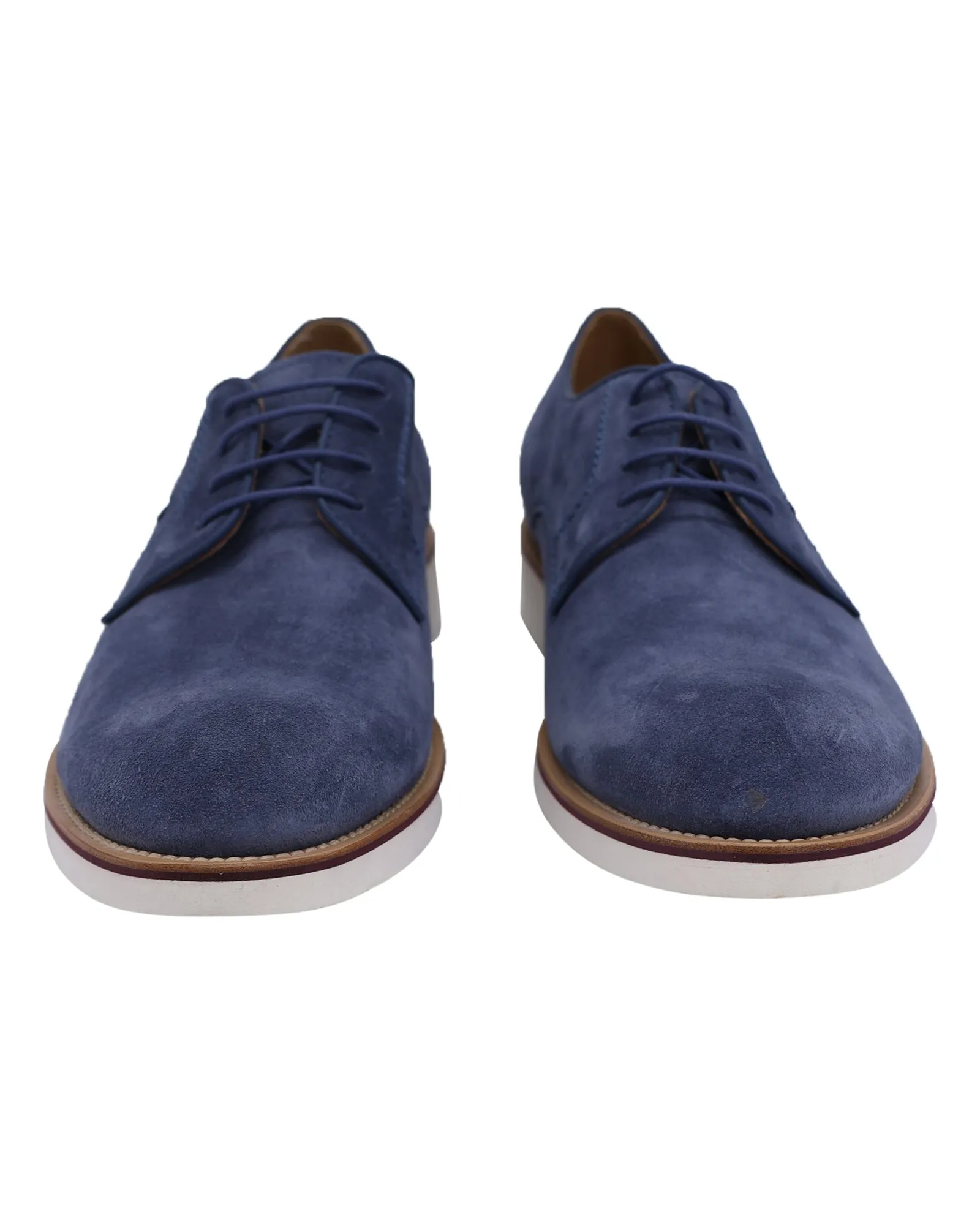 Tod's Lace Up Derby in Blue Suede