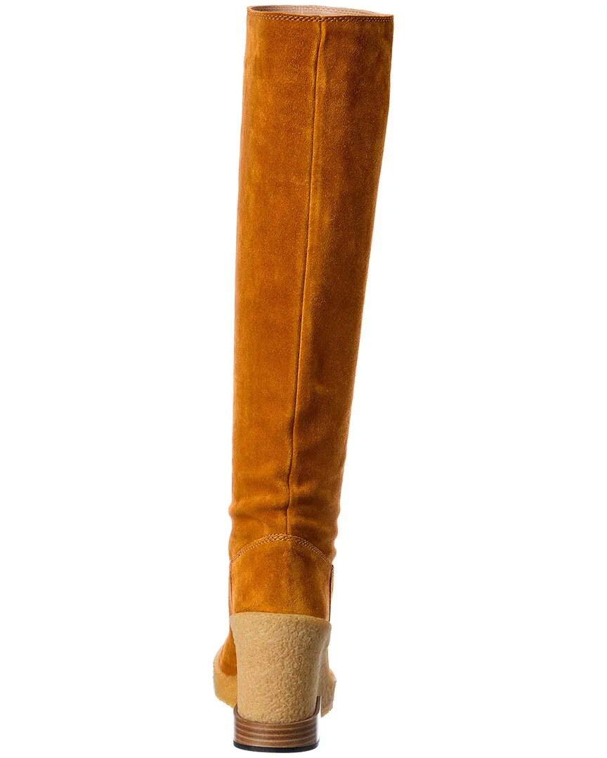 TODs Suede Knee-High Wedge Boot