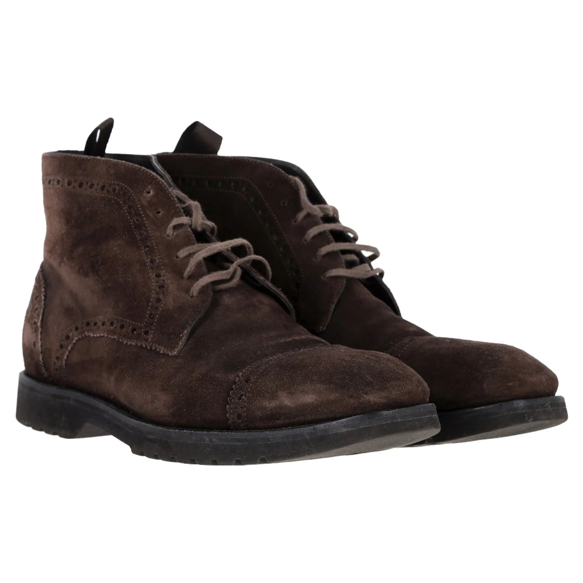 Tom Ford Laser Cut Lacer-Up Chukka Boots in Brown Suede