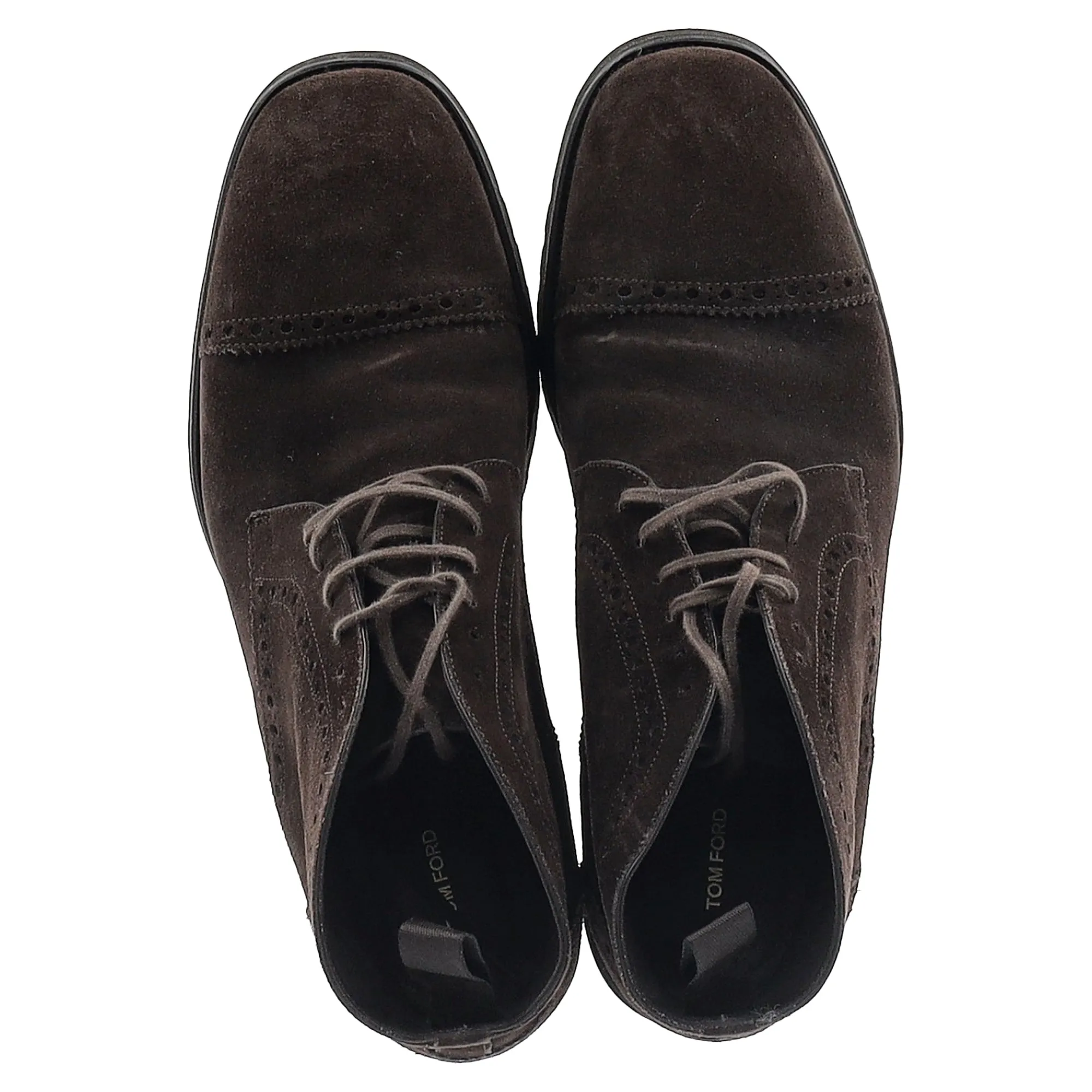 Tom Ford Laser Cut Lacer-Up Chukka Boots in Brown Suede