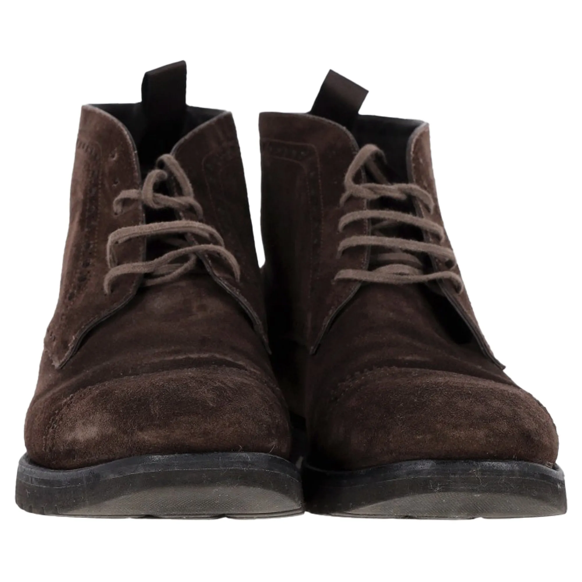 Tom Ford Laser Cut Lacer-Up Chukka Boots in Brown Suede