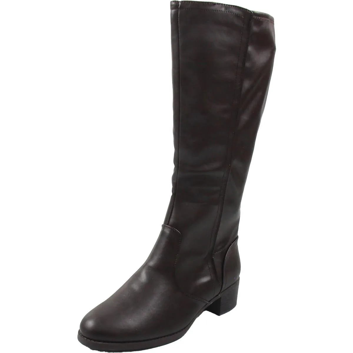 Tucker Womens Zipper Faux Leather Knee-High Boots