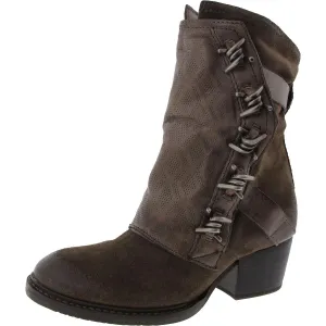 Tulia Womens Block Heel Leather Ankle Boots