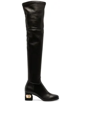 Valentino Vlogo Heel Thigh-High Boots