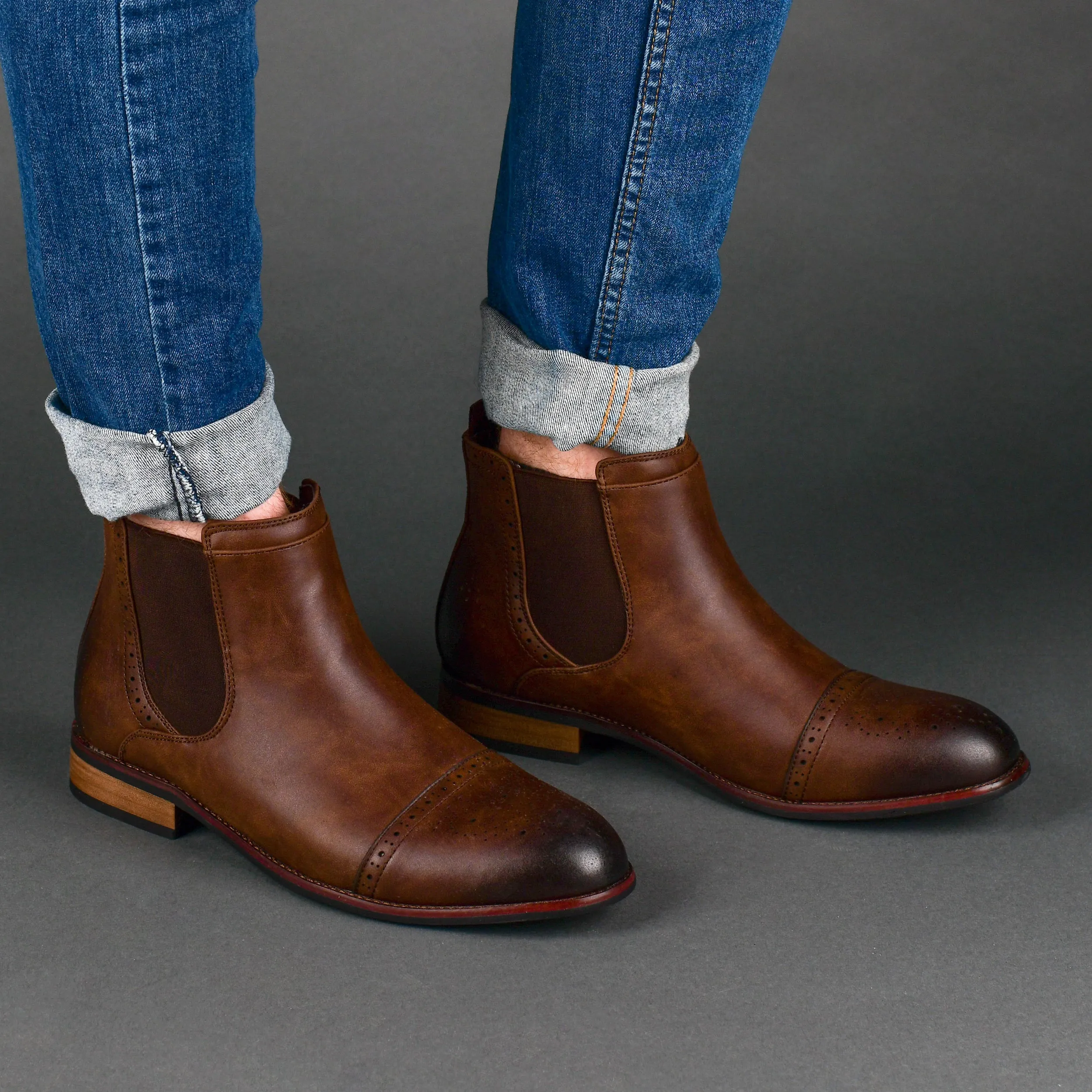 Vance Co. Garrett Wide Width Cap Toe Chelsea Boot