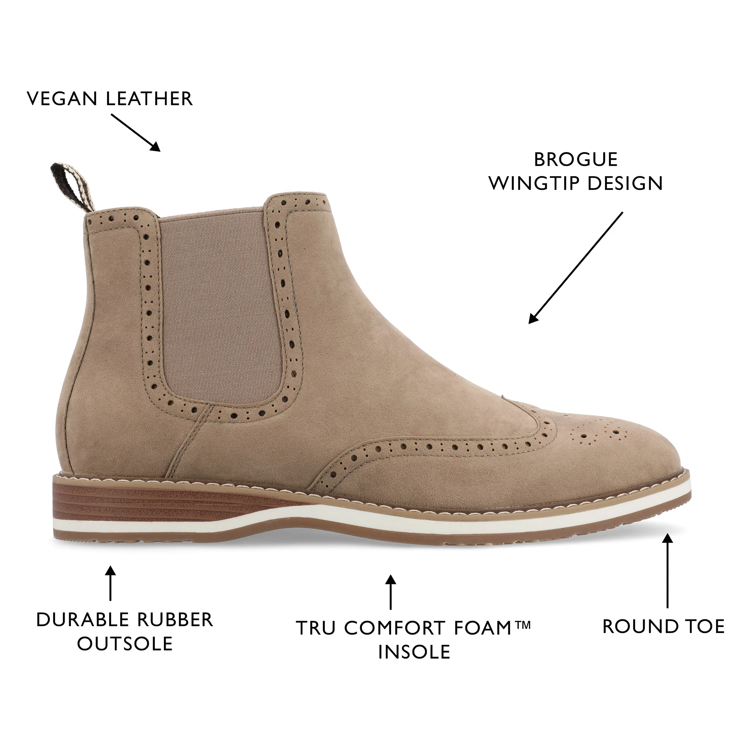 Vance Co. Thorpe Wingtip Chelsea Boot