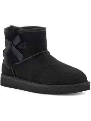 Victoria Mini Womens Suede Pull On Shearling Boots