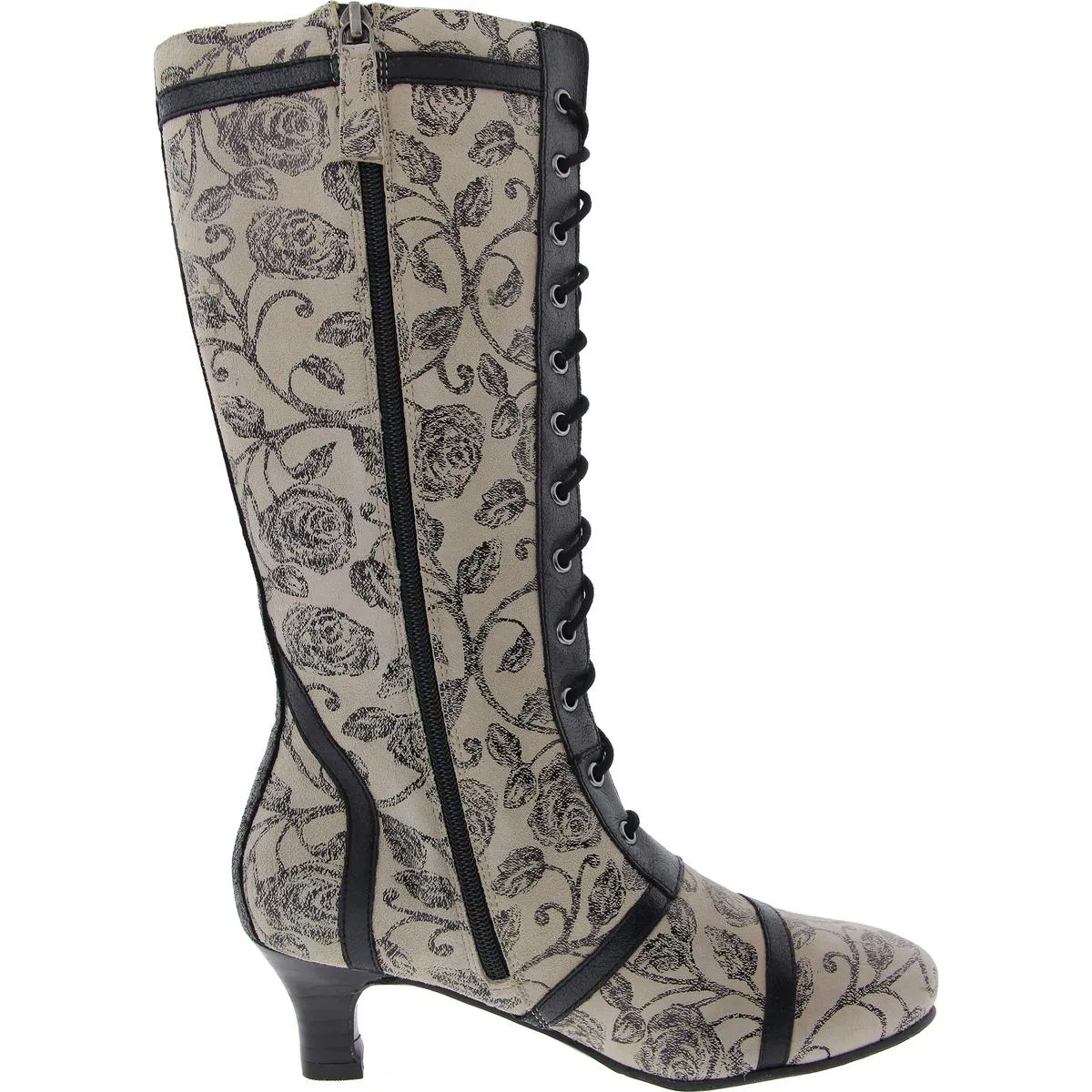 Vintage 2.0 Womens Floral Print Leather Knee-High Boots