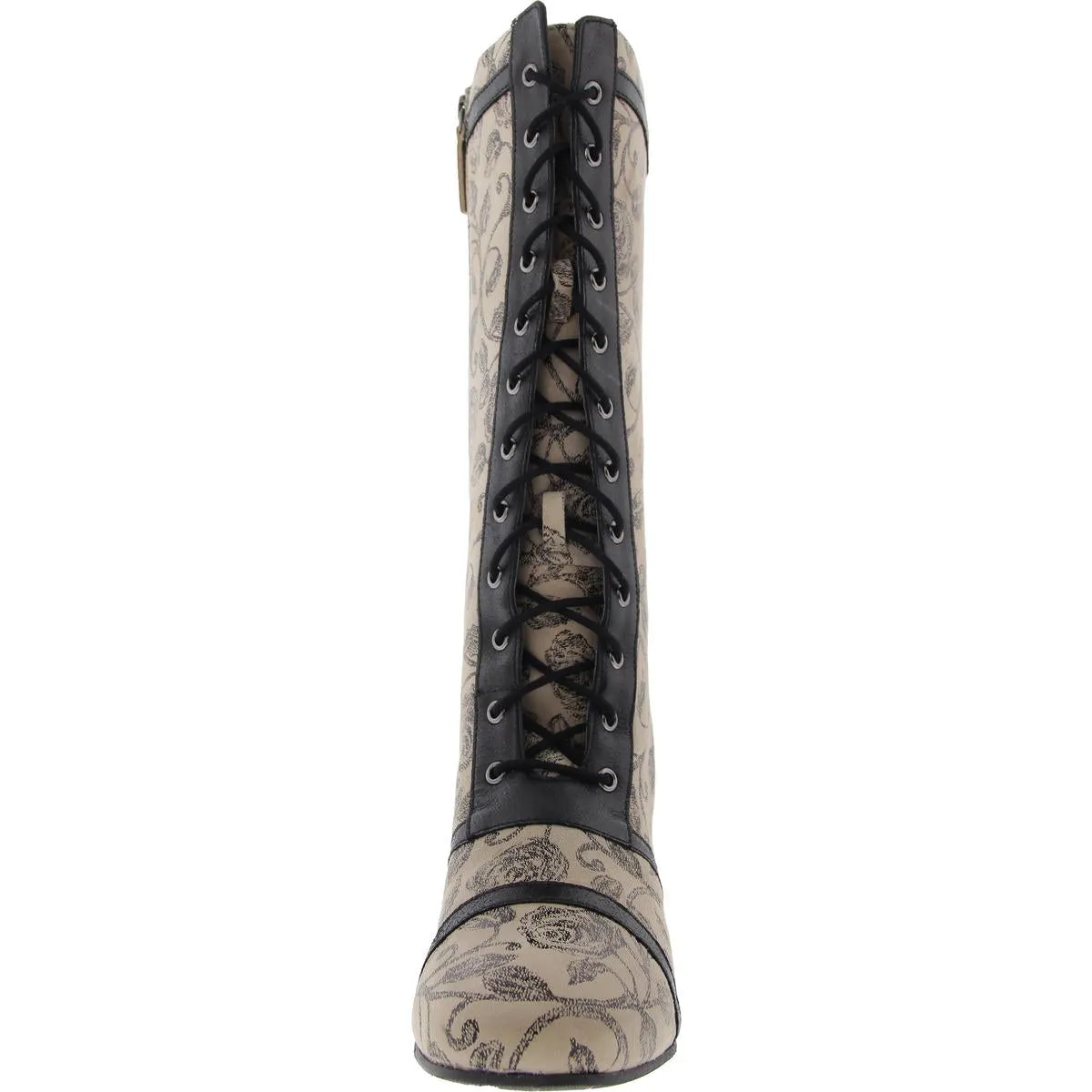 Vintage 2.0 Womens Floral Print Leather Knee-High Boots