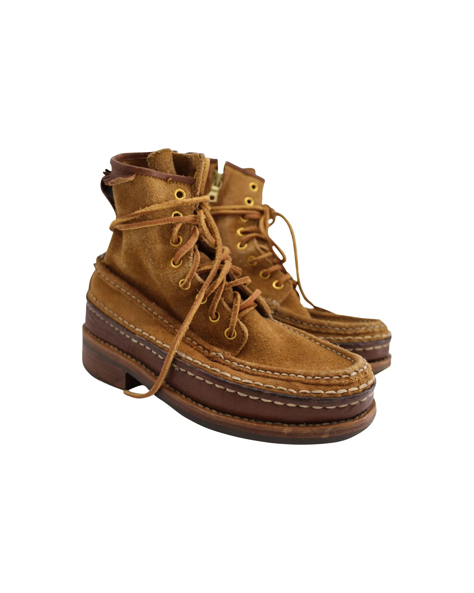 Visvim Grizzly Hi-Folk Boots in Brown Calfskin Suede