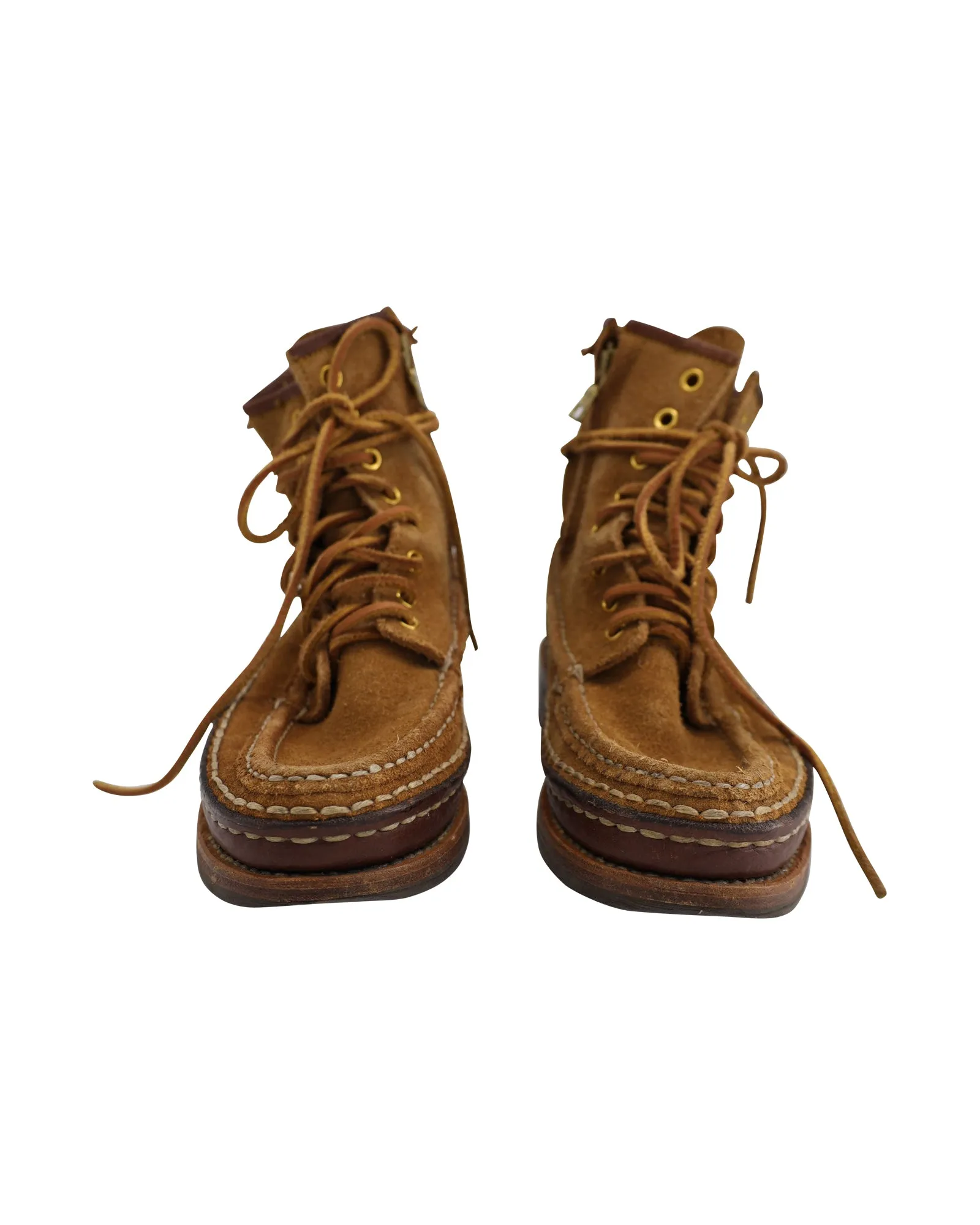 Visvim Grizzly Hi-Folk Boots in Brown Calfskin Suede