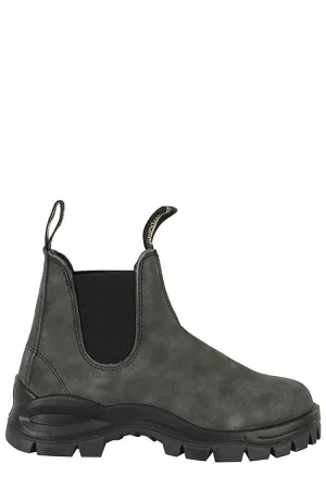 Washed Grey Lug Boots With Elastic Side Inserts