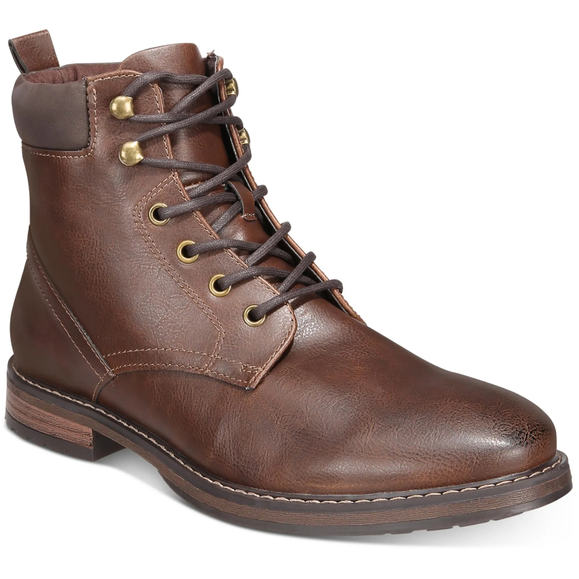Westin Mens Faux Leather Round Toe Combat & Lace-up Boots