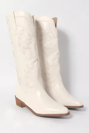White Embroidered Western Cowboy Boots