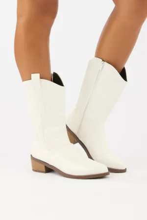 White Embroidered Western Cowboy Boots
