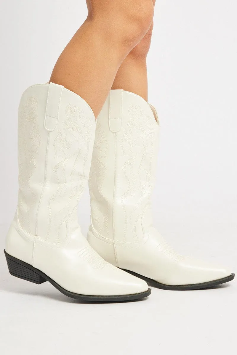 White Western Boots