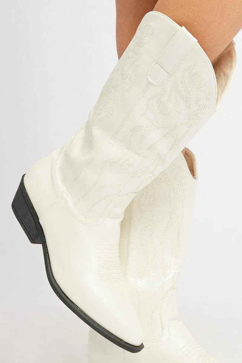White Western Boots