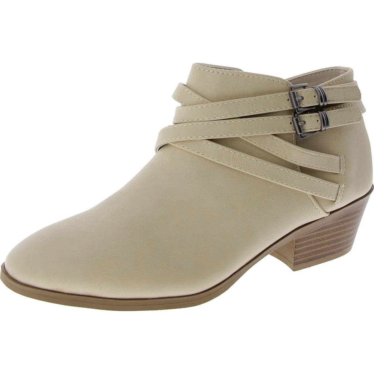 Willow Womens Faux Leather Block Heel Ankle Boots