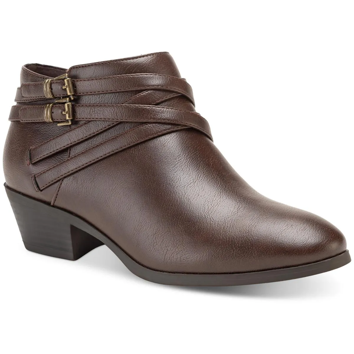 Willow Womens Faux Leather Block Heel Ankle Boots