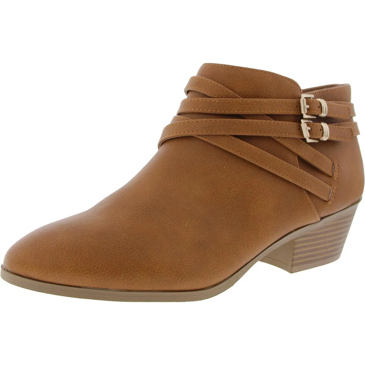 Willow Womens Faux Leather Block Heel Ankle Boots